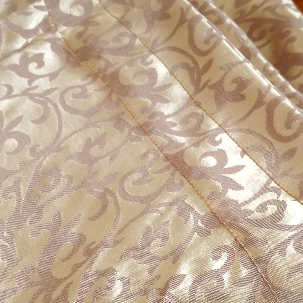 Vintage Art Deco Gold Shimmery (Damask) Viscose Curtain Panels 84